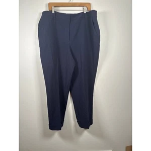 Boden Tailored Turn Up Trousers R0170 Navy Pants US 20/22 Ankle Office Work - Picture 1 of 9