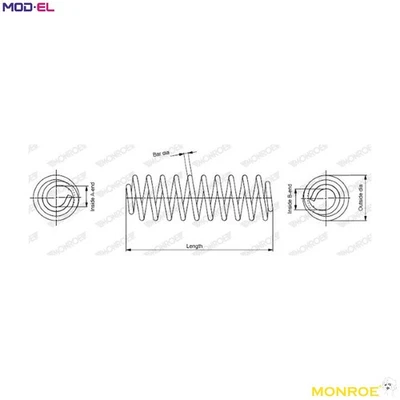 SUSPENSION SPRING SE3471 FOR SMART FORTWO/Cabrio/HATCH/PEQUENO CABRIO 1.0L 3cyl - Image 1 of 4
