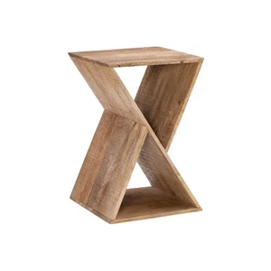 Powell Company Tim 15,75 pulgadas Mesa auxiliar cuadrada de madera marrón natural con almacenamiento - Imagen 1 de 9