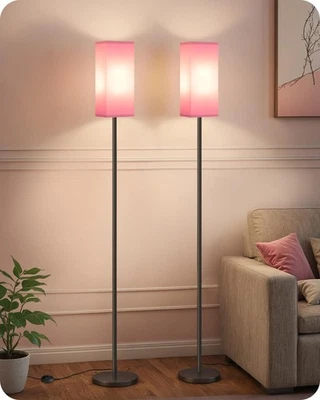 65 Inch Tall Pink Floor Lamps Set of 2 For Living Room Girls Bedroom Clearance - Image 1 of 4