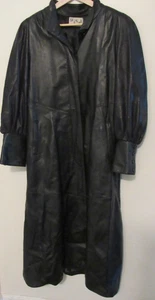 Abrigo de cuero de colección para mujer largo completo mediano negro Talk Of The Walk Atlantic City - Imagen 1 de 14