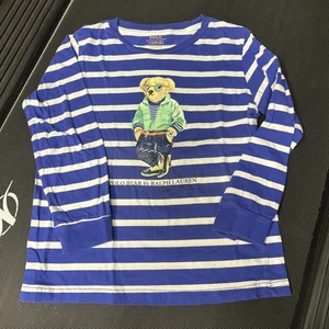 Polo Ralph Lauren Winter Bear Langarm T-Shirt Kinder Large (10/12) weiß blau - Bild 1 von 6