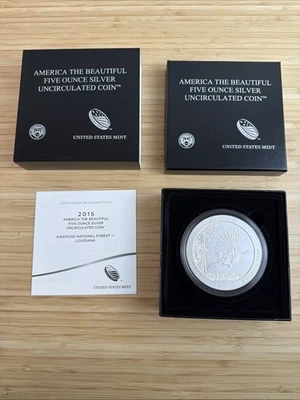 America the Beautiful Five Ounce Silver Quarter Coin Kisatchie 2015 SN2 - Image 1 of 4