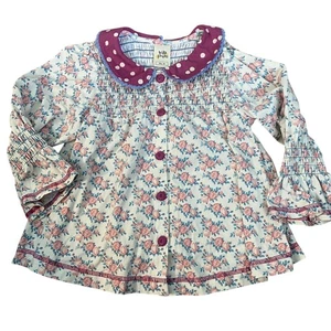 Wildflowers Primrose Top Button Collar Rose 8 pink polka dot floral written star - Picture 1 of 5