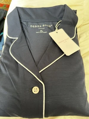 Derek Rose Lara Micro Modal Stretch Navy Pyjamas Size XL New With Tags - Image 1 of 3