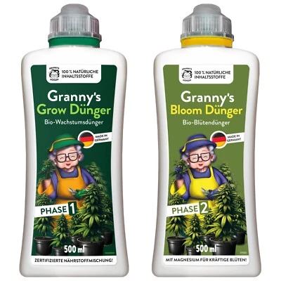 GRANNY’S Bio-Grow-Dünger & Bio-Bloom-Dünger  Set - Für beide Wachsstumsphasen - Bild 1 von 4