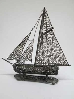 ВИНТАЖНЫЙ МИНИАТЮРНЫЙ ПАРУСНИК РУЧНОЙ РАБОТЫ ФИЛИГРАННОЕ СЕРЕБРО ФРАНЦУЗСКИЙ НАЧАЛО 20 ВЕКА - Изображение 1 из 4