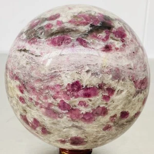 Esfera de piedra de cristal de cuarzo turmalina roja natural bola de curación 3820G - Imagen 1 de 12