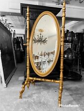 Large Mirror Flap Yellow Mirror Wooden Golden First '900 - Italy Rarity