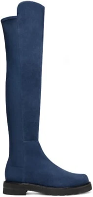 $950 STUART WEITZMAN Lift Sobre la Rodilla Cuero Bota de Combate AZUL GAMUZA 8 (PB39) Foto 1 de 4