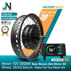 20 24 26inch 4.0 Tyre Rear Hub Motor Wheels 3000W Fat Snow E-bike Conversion Kit - Picture 1 of 23