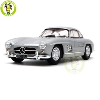 1/18 Benz 300SL 1954 Minichamps Silver Diecast Model Toy Car Gifts For Father - Image 1 of 4