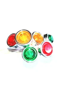 LAMPADA SPIA 230V LUMINOSA DA INCASSO GHIERA CROMATA CAVO ARANCIO ROSSO VERDE - Foto 1 di 1