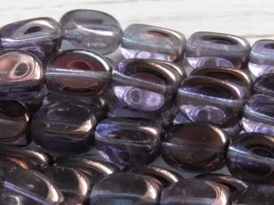 20 - 9x6mm CZECH BLUE, METALLIC PURPLE LUSTER LARGE TRIANGLE PINCH GLASS BEADS - Image 1 of 4