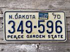 North Dakota License Plate 1970 #349-596 ND ?73 Tab Peace Garden State