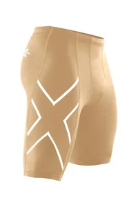 GREAT SAVINGS || 2XU Mens Compression Shorts - Beige/Silver - Picture 1 of 7