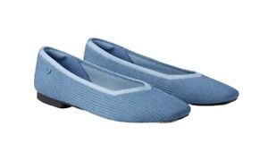 Chaussures plates tricotées VIVAIA Margot bout carré coupe V denim bleu taille EU38