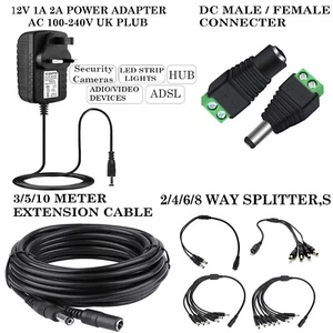 UK Power Supply AC/DC 1A 2A 12V Adapter Safety Charger For LED Strip CCTV Camera - Picture 1 of 12