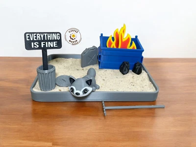 Dumpster Fire Zen Garden - Desk Accessory Sand Box, Sand Garden, Funny Gift - Image 1 of 4