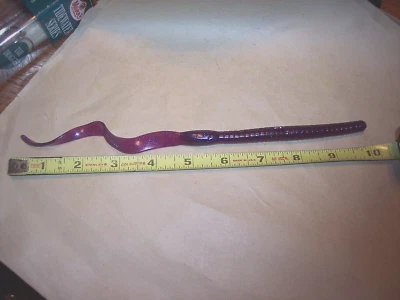 Manns 9" Worm  Ribbon Tail Purple Worm Lure 6 PK Bass Fishing Lure Discontinued - Image 1 of 4