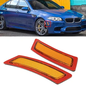 Amber Lens Front Bumper Side Markers Reflector For 2011-16 BMW 5 Series F10 F11 - Foto 1 di 8
