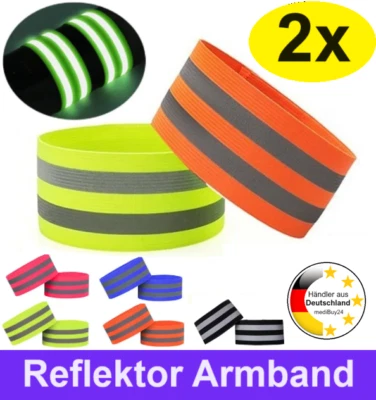 REFLEKTIERENDES SICHERHEITSARMBAND 2x Cinta reflectora Reflectante Cinta reflectante Pulsera luminosa Correr Bicicleta Bicicleta Perro