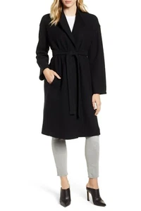 NEW Fleurette Teddy Wool Wrap Coat in Black- Size S #W54 - Picture 1 of 7