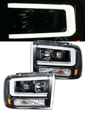 Black Projector Headlights w/ LED C-Bar for 2005-2007 Ford F-250/350/450/550