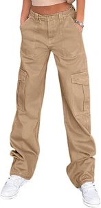 Lepunuo Cargo Pants for Women High Waisted Casual Pants Baggy Stretchy Wide Leg - Picture 1 of 33