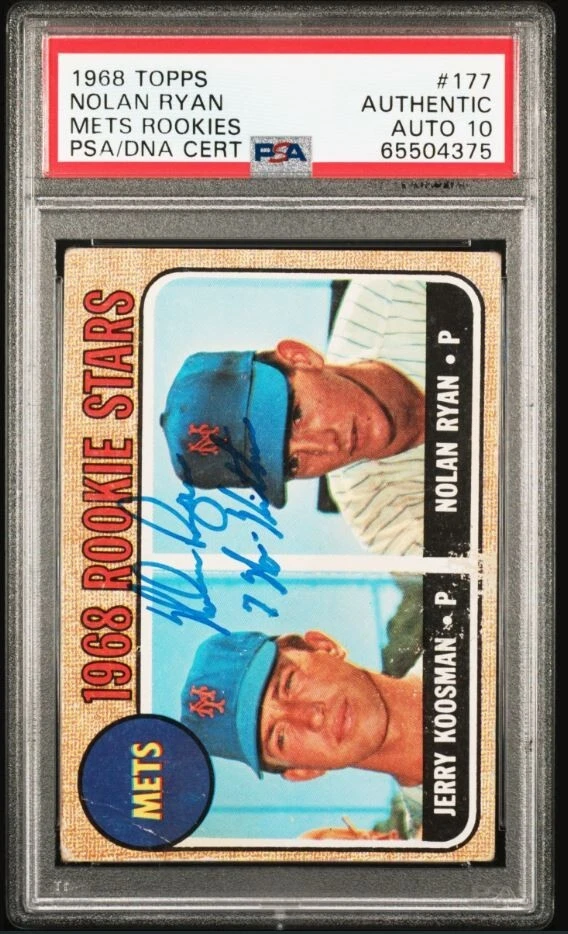 1968 Topps Nolan Ryan Signed Rookie Baseball Card PSA/DNA 10 Auto Certified HOF - Image 1 of 4
