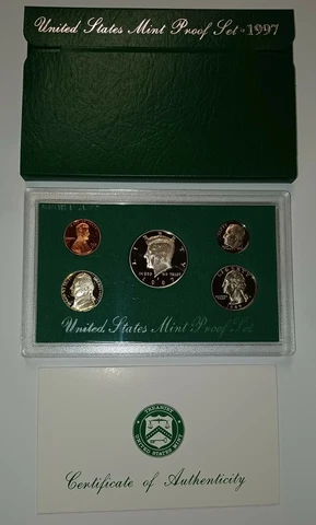 1997 Clad US Proof 5 Coin Set with Original Packaging & COA COMPLETE Cover
