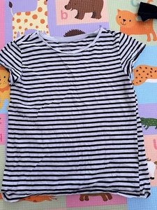 H&M Girls Black & White Striped Short Sleeve T-Shirt Size 20 14y - Picture 1 of 2