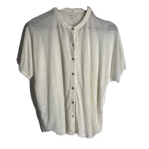 Eileen Fisher Womens Sz M Tunic Top Shirt Blouse Linen Blend Button Down Short S - Picture 1 of 5