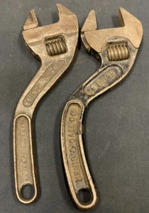 Used Antique Lot Of 2 - 8 Inch Curved Wrenches , Westcott 78 & B & C 48 U - Picture 1 of 7