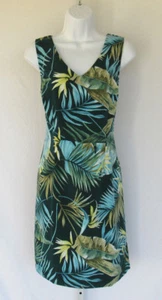 CONNECTED APPAREL BIRD OF PARADISE SLEEVELESS FLORAL DRESS SIZE 10 POLY LEAVES - Picture 1 of 12
