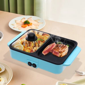 2in1 Electric Hot Pot 1200W Non-Stick Korean BBQ Plate Pan Shabu Grill Barbecue - Picture 1 of 18