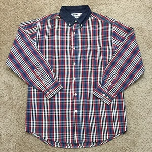 Gitano Shirt Mens Large Red Blue Plaid Long Sleeve Button Up - Picture 1 of 8