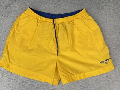 Pantalones Cortos De Colección Polo Deportivos Ralph Lauren Para Hombres 2XL Amarillo Nylon Bañador Años 90 Foto 1 de 4