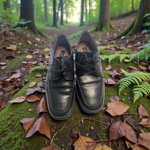 Men’s George Chad  Size 9 Dress Shoes Black Leather Oxford Lace - Picture 1 of 10