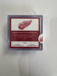 Florida Panthers Lorentz Goal Puck VS Detroit Red Wings 2.11.23 - Bild 1 von 2