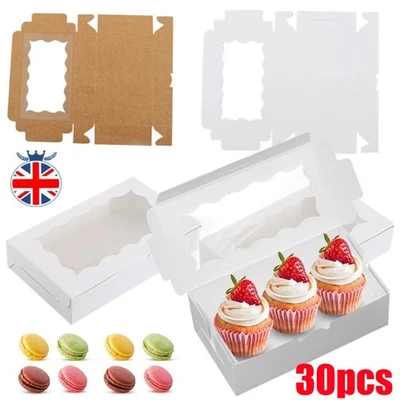 30PCS Kraft Cookie Boxes With Window Pie Brownie Gift Box For Wedding Christmas - Image 1 of 4