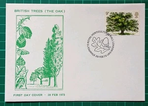 1973 British Trees The Oak Croydon Covers FDC Stampex 73 London SW1 - Picture 1 of 2