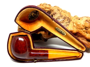 UNKNOWN (SD?) EARLY 1900's CASED STRAIGHT GRAIN APPLE ESTATE PIPE W/AMBER - Picture 1 of 10