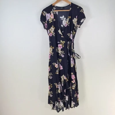 Dotti Mujer Vestido Envolvente Talla 8 Azul Marino Floral Manga Corta Midi Cuello en V 122291 Foto 1 de 4