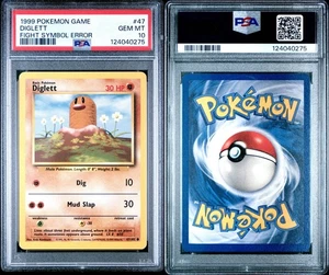 1999 Pokemon Game Diglett #47 Fight Symbol Error PSA 10 GEM MINT - Picture 1 of 1