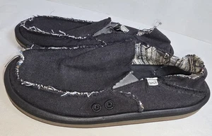 Sanuk Men's Vagabond St Hemp Black Slip On Comfort Shoes Sz:9 - Picture 1 of 11