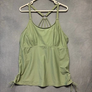 Padded Tankini Bathing Suit Swimsuit Strappy Army Green Padded Plus Size XXL - Picture 1 of 9