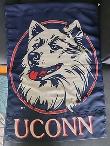 Vtg UConn Huskies Basketball House Banner/Vert. Flag 29"x42" Double Sided NOS - Picture 1 of 5