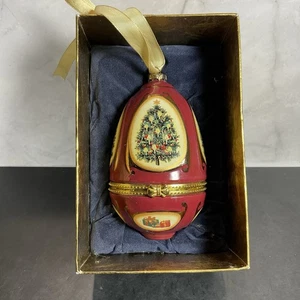 Mr Christmas musikalisches Ei Ornament rot handbemalt Weihnachtsbaum aufklappbar in Box - Bild 1 von 7