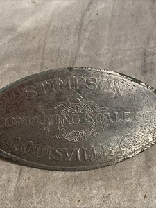 Stimpson Computing Scale Meat Scale Brass Name Plate Has Patina - Picture 1 of 5